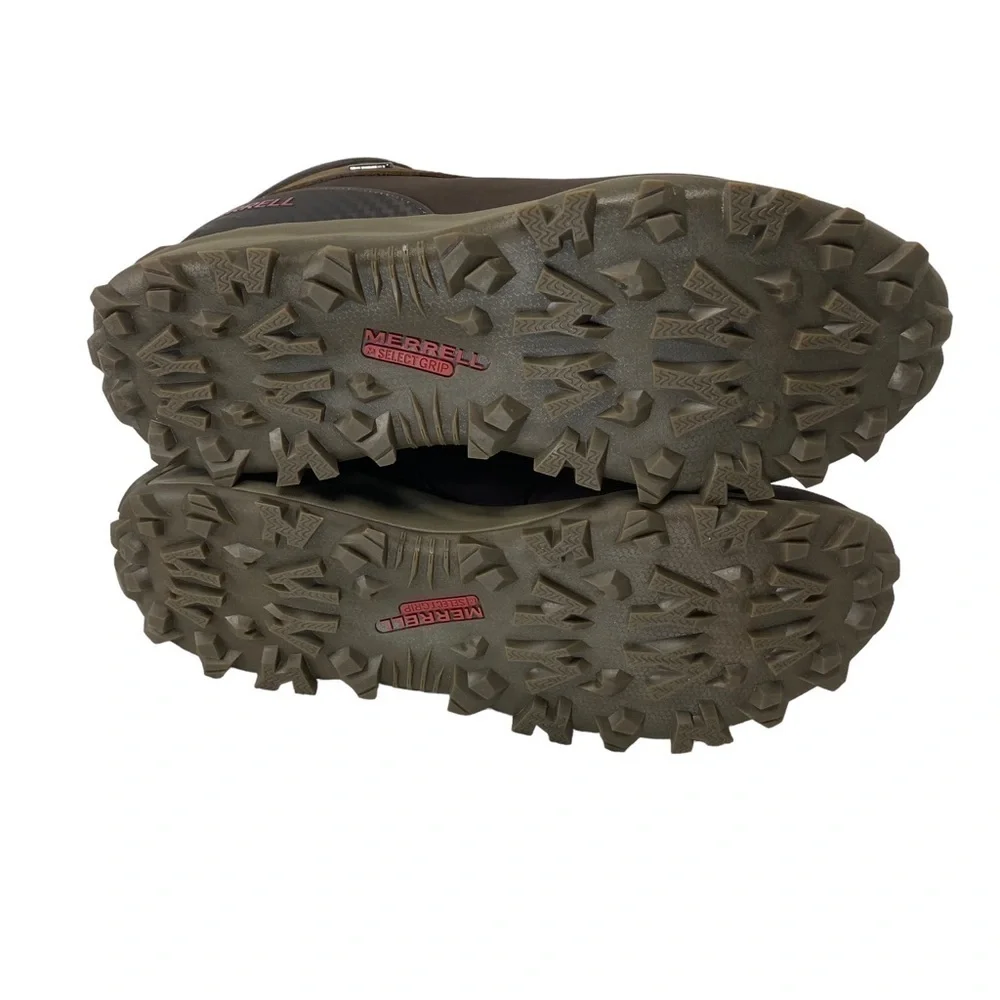 Merrell Men's Thermo Kiruna Mid Zip Waterproof Boot on‎ Clay Brown Leather 15